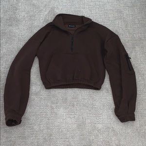 Brown zip front sweater from pretty little thing